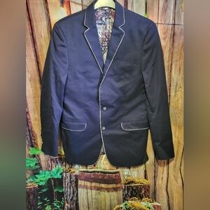 Men's Black Blazer with White Trim